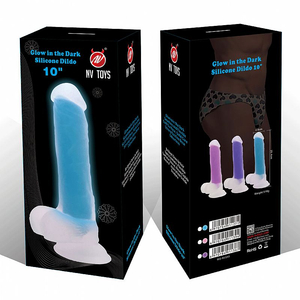 PÊNIS FLORESCENTE  / LUZ NEGRA / EM JELLY / COM TESTICULO E VENTOSA / LOVE TOY/  19 X  3,5 CM