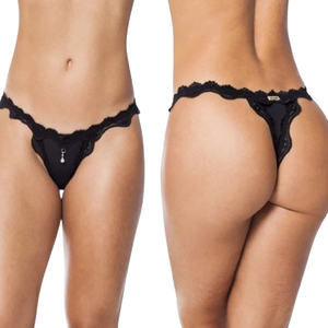 Calcinha Sensual em Poliamida e Renda com Biju -Chacota.