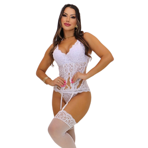 Espartilho em Renda e Tule Ilusion com Meias | Stoys