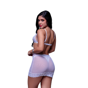 Camisola Sensual em Tule e Renda de Cílios |