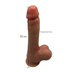PÊNIS REALÍSTICO EM SILICONE COM VAI E VEM, AQUECIMENTO E CONTROLE - 22 X 4 CM