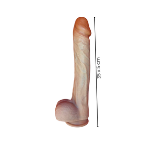 Dildo Pênis Gigante Realístico com ventosa em silicone líquido - 35x5cm