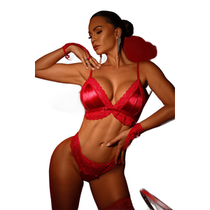 Conjunto Rendado com Detalhe em Malha Acetinada | Stoys.
