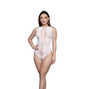 Body Sensual com Strass e Detalhes na Frente e Atrás.