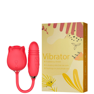 Vibrador Duplo Formato de Rosa e Penetrador com Movimentos de Vai e Vem – VIBRATOR FLOWER – RS-037