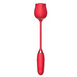 Vibrador Duplo Formato de Rosa e Penetrador com Movimentos de Vai e Vem – VIBRATOR FLOWER – RS-037