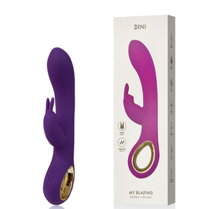 Vibrador Recarregável Ponto G Com Auto Aquecimento e Estimulador Clitoriano Coelho-Dini-LA-50034A
