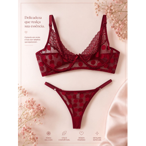 Conjunto Tule Poá e Renda-BI-0034