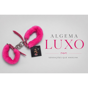 Algema em Couro com Capa de Pelúcia Rosa-AP-02