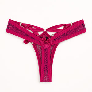 Tanga fitas de cetim rosa (pink)-BI-0100