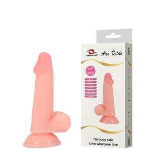 Prótese Realística com Glande, Corpo Liso, Escroto e Ventosa – ALEX DILDO – DI-138