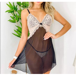 Camisola Lara 357 - Preto com Nude