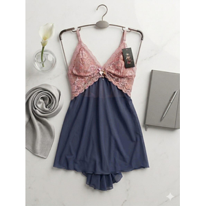 Camisola Lara 357 - Azul com Nude - Azul com Nude