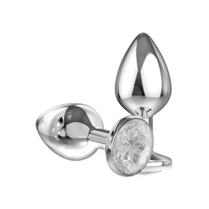 Plug Anal Cromado com Pedra Arredondada tamanho P-AP-1802 - Transparente
