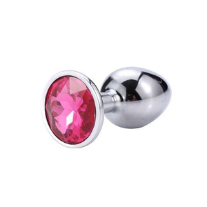 Plug Anal Cromado com Pedra Arredondada tamanho P-AP-1802 - Rosa