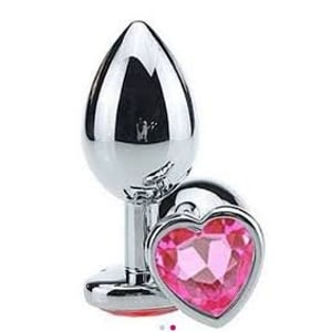 Plug Anal Cromado Formato Coração P-AP-1802H - Rosa