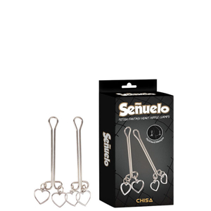 Grampos para Mamilos com Haste Dupla e Pingente Duplo de Coração– SD-233