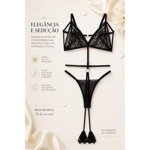 Body Sedução em Renda com Tiras e Ligas-BI-015 - U