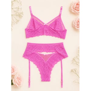 Conjunto Renda com Cinta-liga-BI-055 - Rosa
