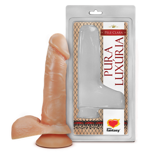 PROTESE Pênis Realístico com Escroto e Ventosa - 16cm X 3,5cm SEXY