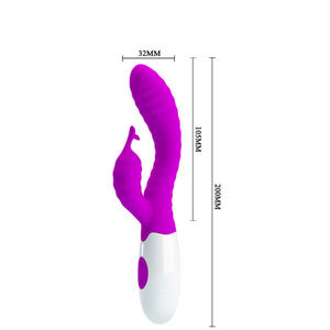 VIBRADOR Ponto G com Relevo Escalonado e Estimulador Clitoriano – PRETTY LOVE HYMAN – BI-014705