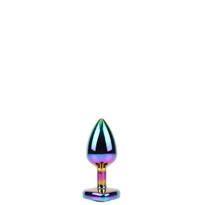 PLUG Anal Pequeno em Metal Furta-cor Base Formato Coração – CHISA MATRIX MONT RAINBOW HEART GEM PLUG S – AP-099L 3R