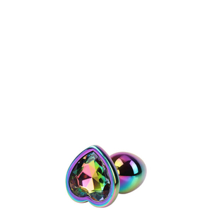 PLUG Anal Pequeno em Metal Furta-cor Base Formato Coração – CHISA MATRIX MONT RAINBOW HEART GEM PLUG S – AP-099L 3R