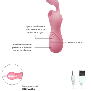 Vibrador e estimulador clitoriano com Tecnologia de Vibroar MVSO1056