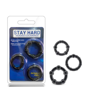 Kit com 3 Anéis Penianos e Nódulos Massageadores – STAY HARD – CK-058 3R