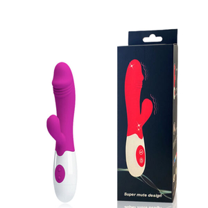 VIBRADOR com Ponta em Formato de Glande com Estimulador Clitoriano 10 VIBRAÇÕES A PILHA 3R