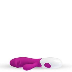 VIBRADOR com Ponta em Formato de Glande com Estimulador Clitoriano 10 VIBRAÇÕES A PILHA 3R