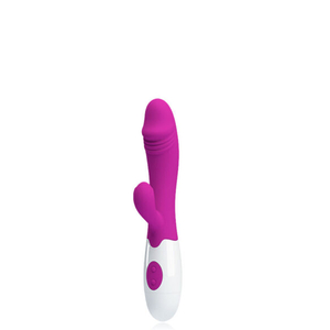 VIBRADOR com Ponta em Formato de Glande com Estimulador Clitoriano 10 VIBRAÇÕES A PILHA 3R