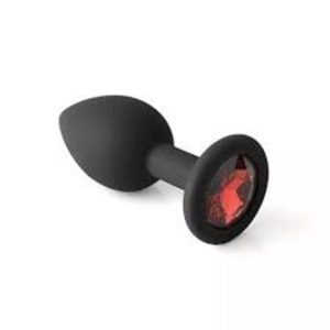 PLUG EM SILICONE PRETO COM PEDRA