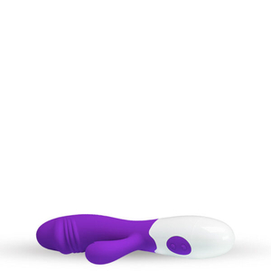 VIBRADOR com Ponta em Formato de Glande com Estimulador Clitoriano 10 VIBRAÇÕES A PILHA 3R