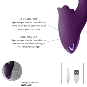 Vibrador com estimulador clitoriano por pulsação MLVE7452