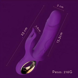 Vibrador em formato glande com estimulador clitoriano MLVE5404L