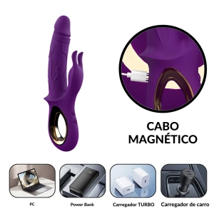 Vibrador em formato glande com estimulador clitoriano MLVE5404L