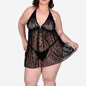 CAMISOLA Plus Size em Tule e Renda com Transparência - Vida