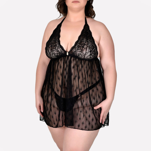 CAMISOLA Plus Size em Tule e Renda com Transparência - Vida