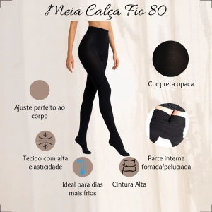 MEIA CALÇA PELUCIADA PRETA TAM:UNICO