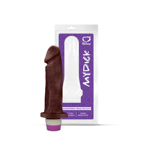 PÊNIS REALÍSTICO NEGRO S/ ESCROTO E C/ VIBRO - 18 X 4,5 CM