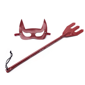 KIT DIABINHA CHIBATA TRIDENTE E MÁSCARA DIABINHA VERMELHO - 40 CM