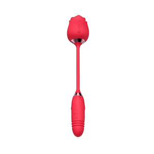 VIBRADOR DE PONTO G E CLITÓRIS COM VAI E VEM - FORMATO DE ROSA - HORTÊNSIA