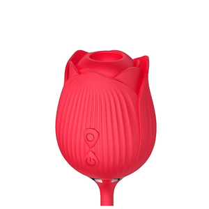 VIBRADOR DE PONTO G E CLITÓRIS COM VAI E VEM - FORMATO DE ROSA - HORTÊNSIA
