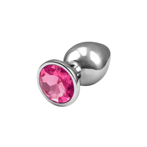 PLUG ANAL DE LUXO EM METAL - TAM P COM JOIA REDONDA - PINK