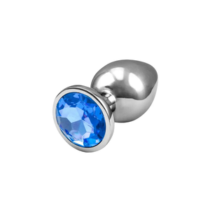 PLUG ANAL DE LUXO EM METAL - TAM P COM JOIA REDONDA - AZUL