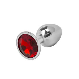 PLUG ANAL DE LUXO EM METAL - TAM G COM JOIA REDONDA - VERMELHO