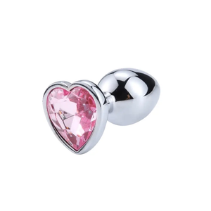 PLUG ANAL DE LUXO EM METAL - TAM P COM JOIA DE CORAÇÃO - ROSA