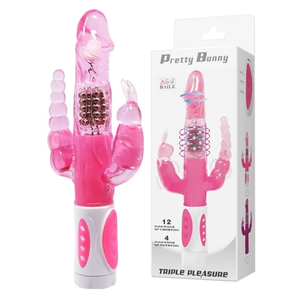 VIBRADOR ROTATIVO TRIPLO PRAZER - BUNNY PRETTY LOVE
