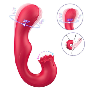 VIBRADOR DE PONTO G E CLITÓRIS COM LÍNGUA / ROTATIVO NA PONTA - ELIZA